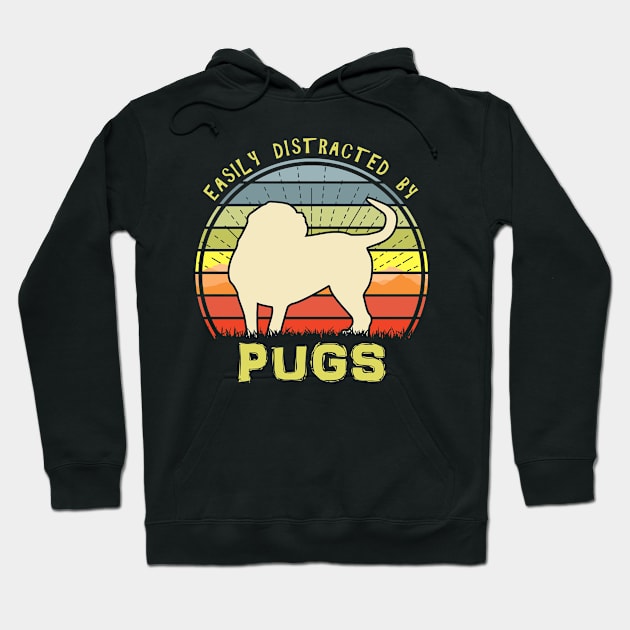 Easily Distracted By Pugs Hoodie by Nerd_art